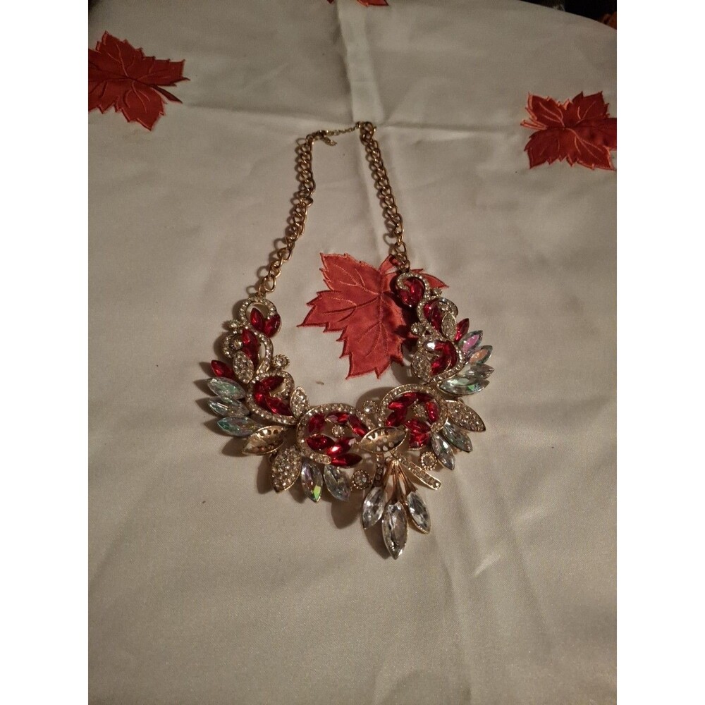 Estate Red Faceted Rhinestone Vintage Necklace Gorgeous